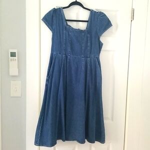 Denim Dress with Back Bow Detail